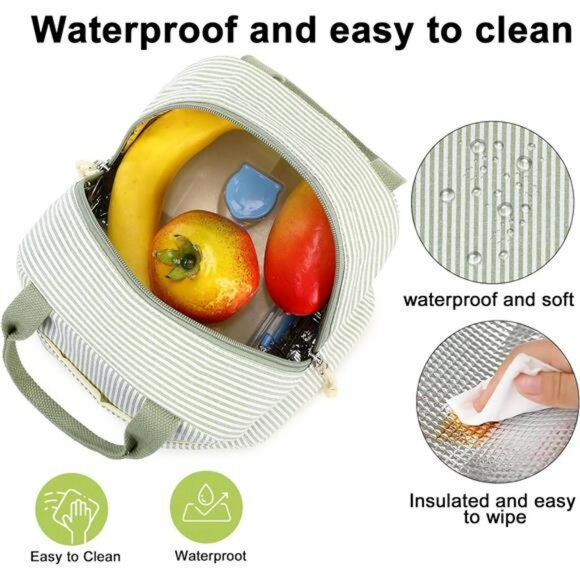 Large Insulated Lunch Bag Cooler Tote Reusable Lunchbox for Work Picnic Travel - Picture 4 of 7